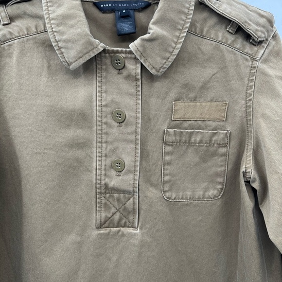 MARC BY MARC JACOBS Military green woman cotton midi utility luxury boho dress M - Picture 4 of 16
